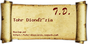 Tohr Dionízia névjegykártya